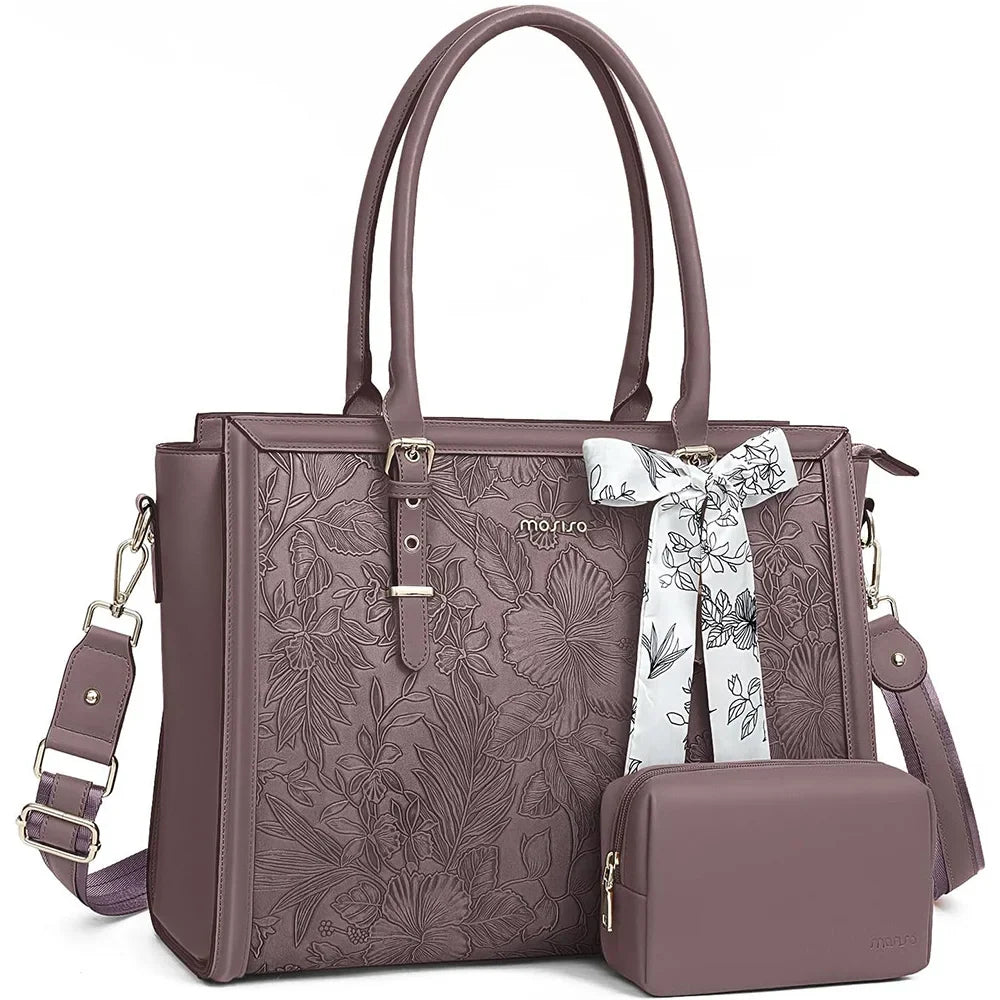 Elegant Floral Laptop Tote Bag
