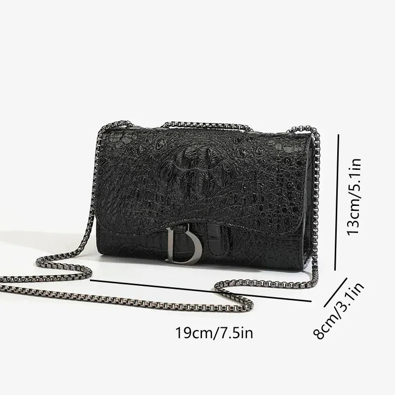 Glitter faux leather bag with D design