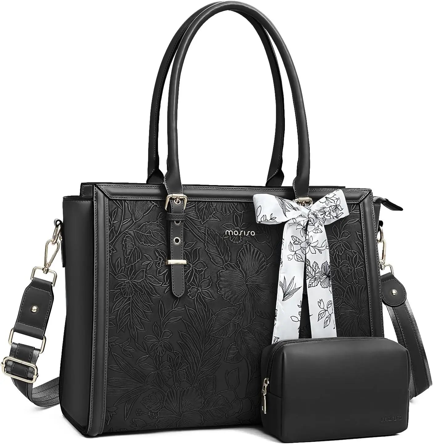 Elegant Floral Laptop Tote Bag