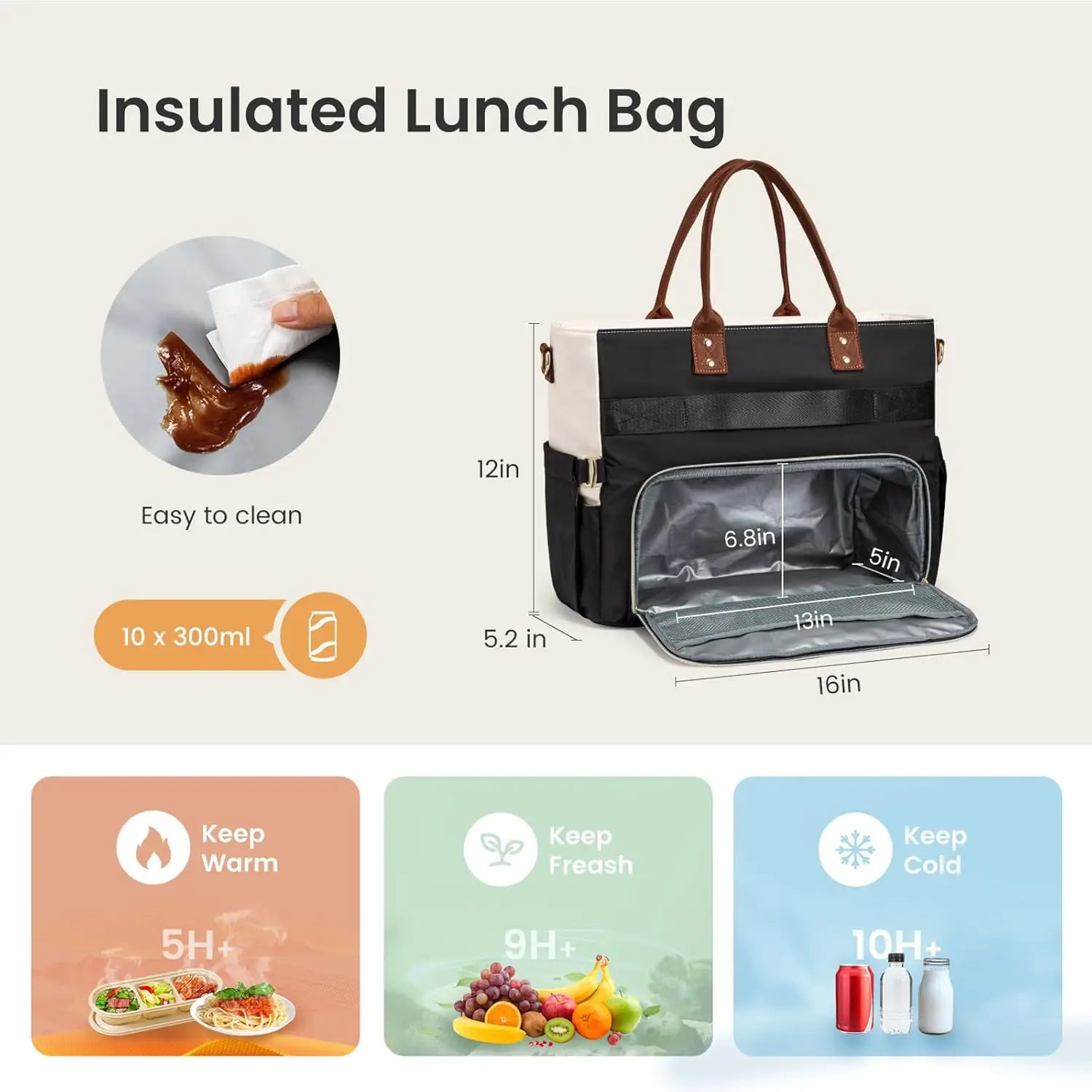 Insulated Lunch Bag for Women with Laptop Sleeve, Large Work Tote