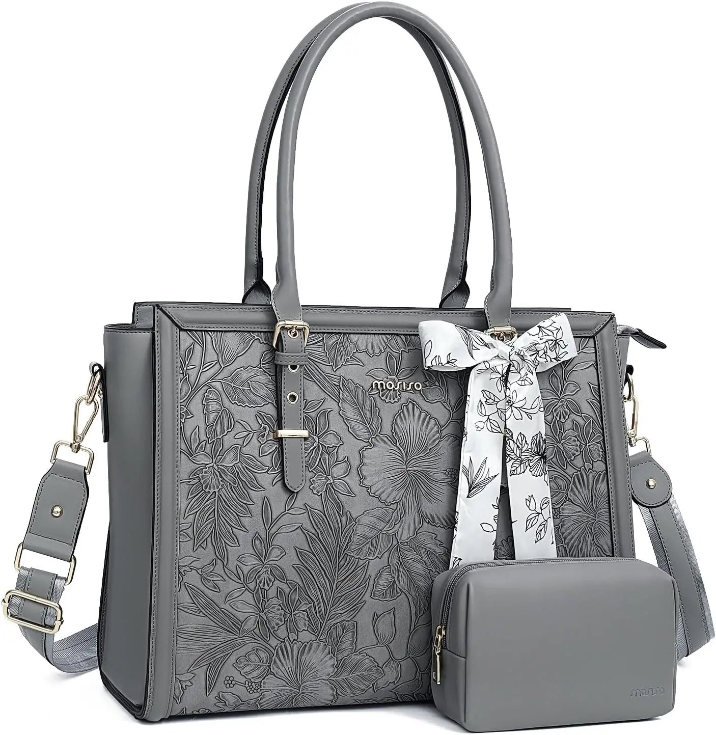 Elegant Floral Laptop Tote Bag