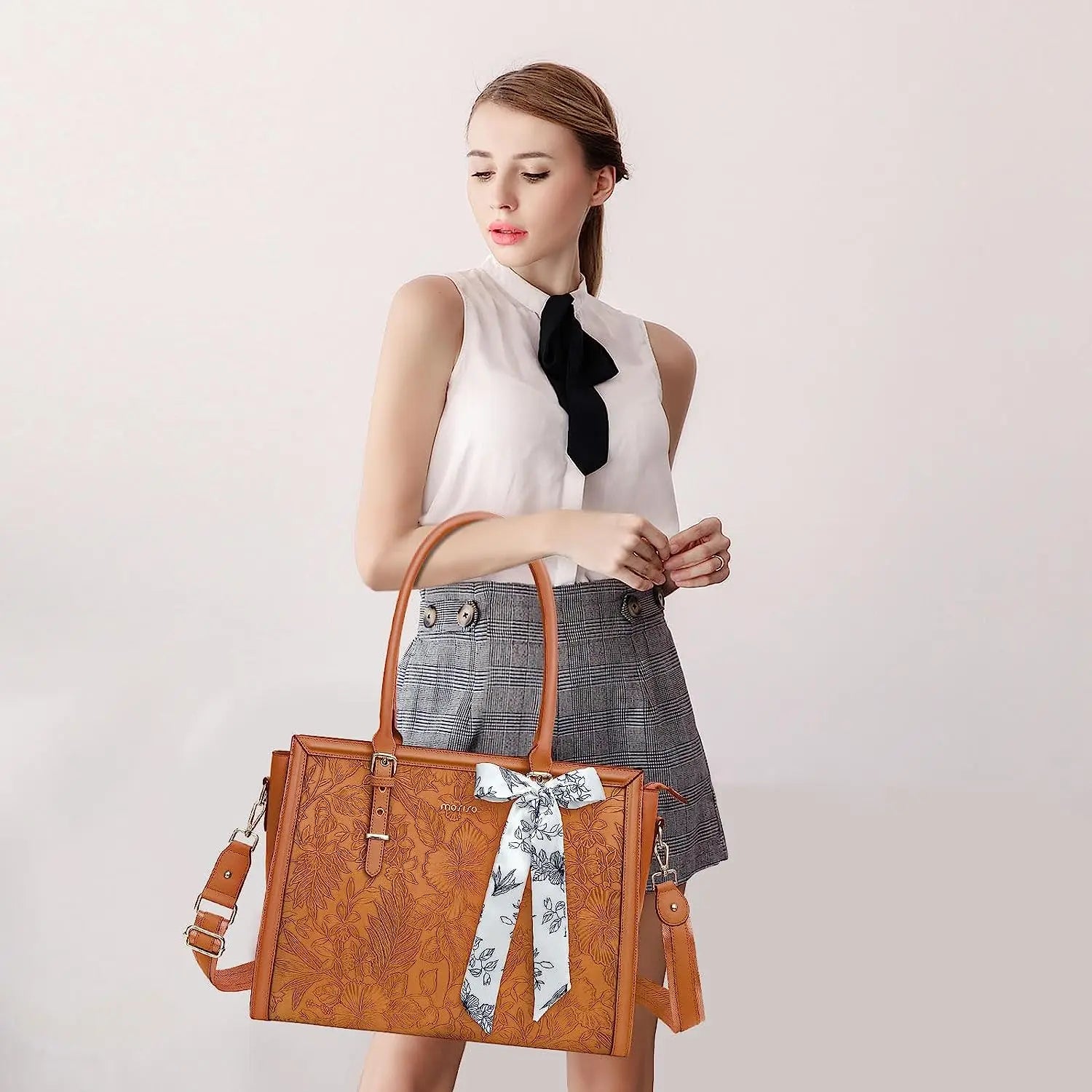 Elegant Floral Laptop Tote Bag