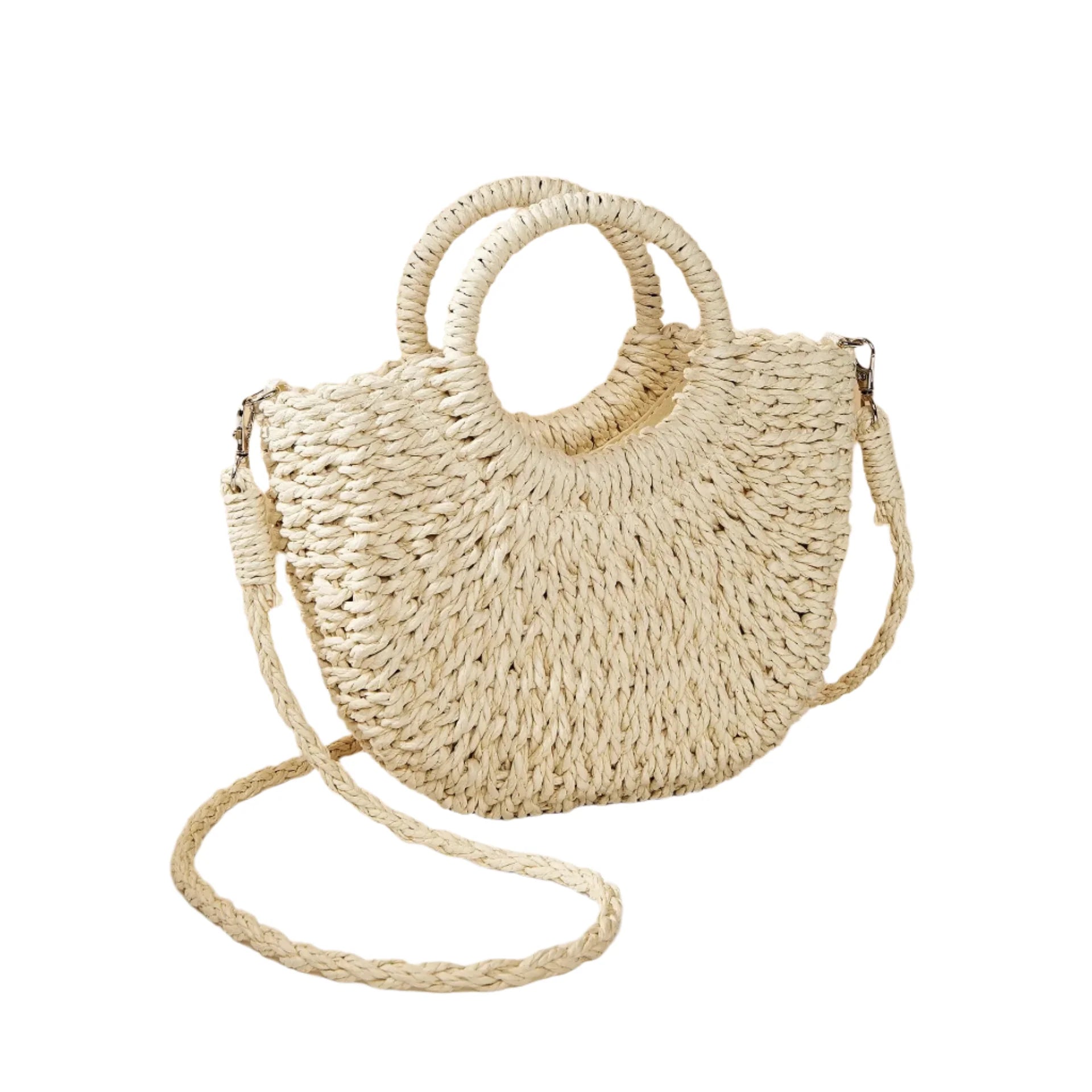 Handwoven Straw Bag – Summer Rattan Beach Shoulder & Crossbody