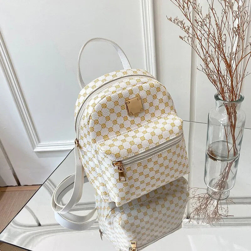 Classic Faux Leather Mini Backpack -  Stylish & Versatile Day Bag for Women