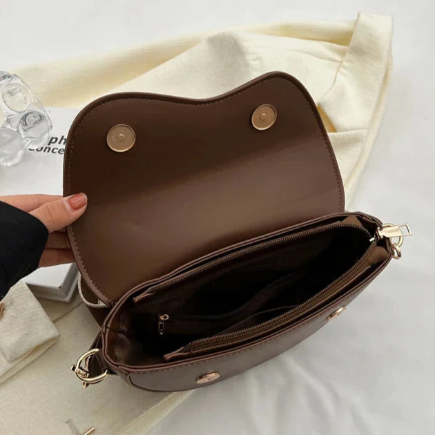 Faux Leather Saddle Crossbody Bag – Vintage Underarm Purse