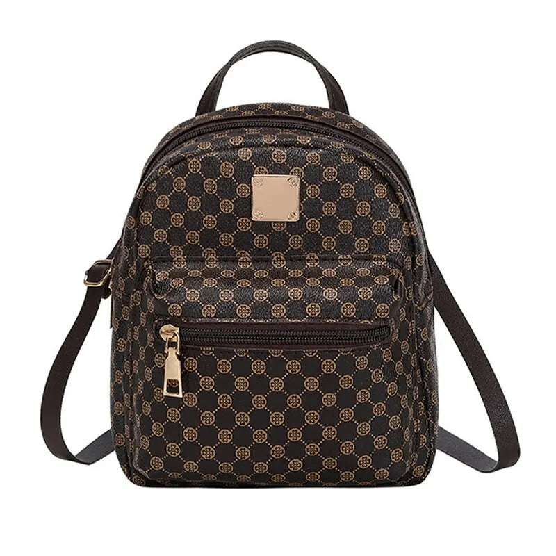 Classic Faux Leather Mini Backpack -  Stylish & Versatile Day Bag for Women
