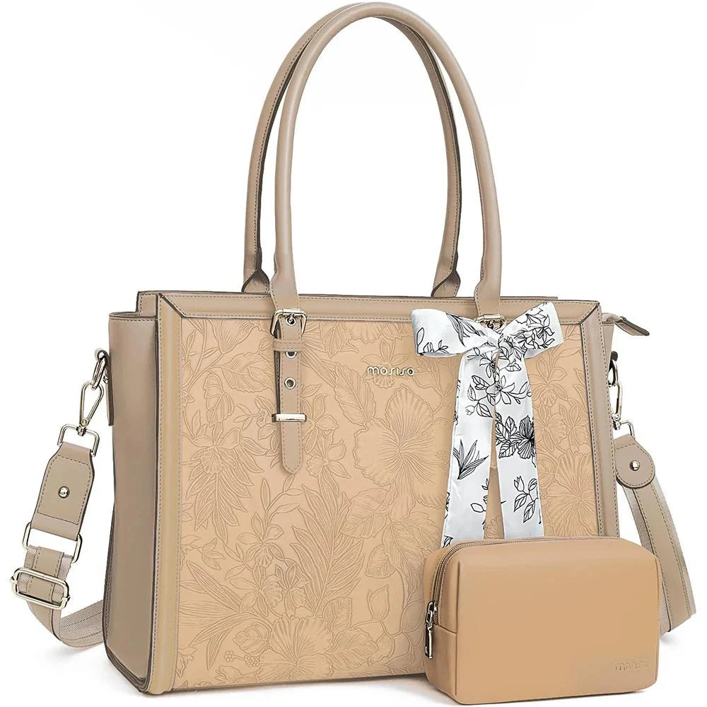Elegant Floral Laptop Tote Bag