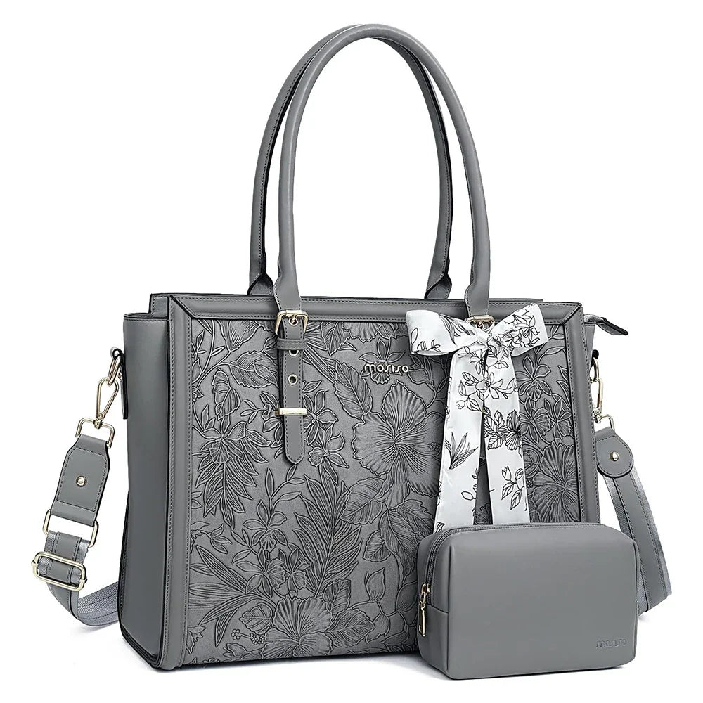 Elegant Floral Laptop Tote Bag