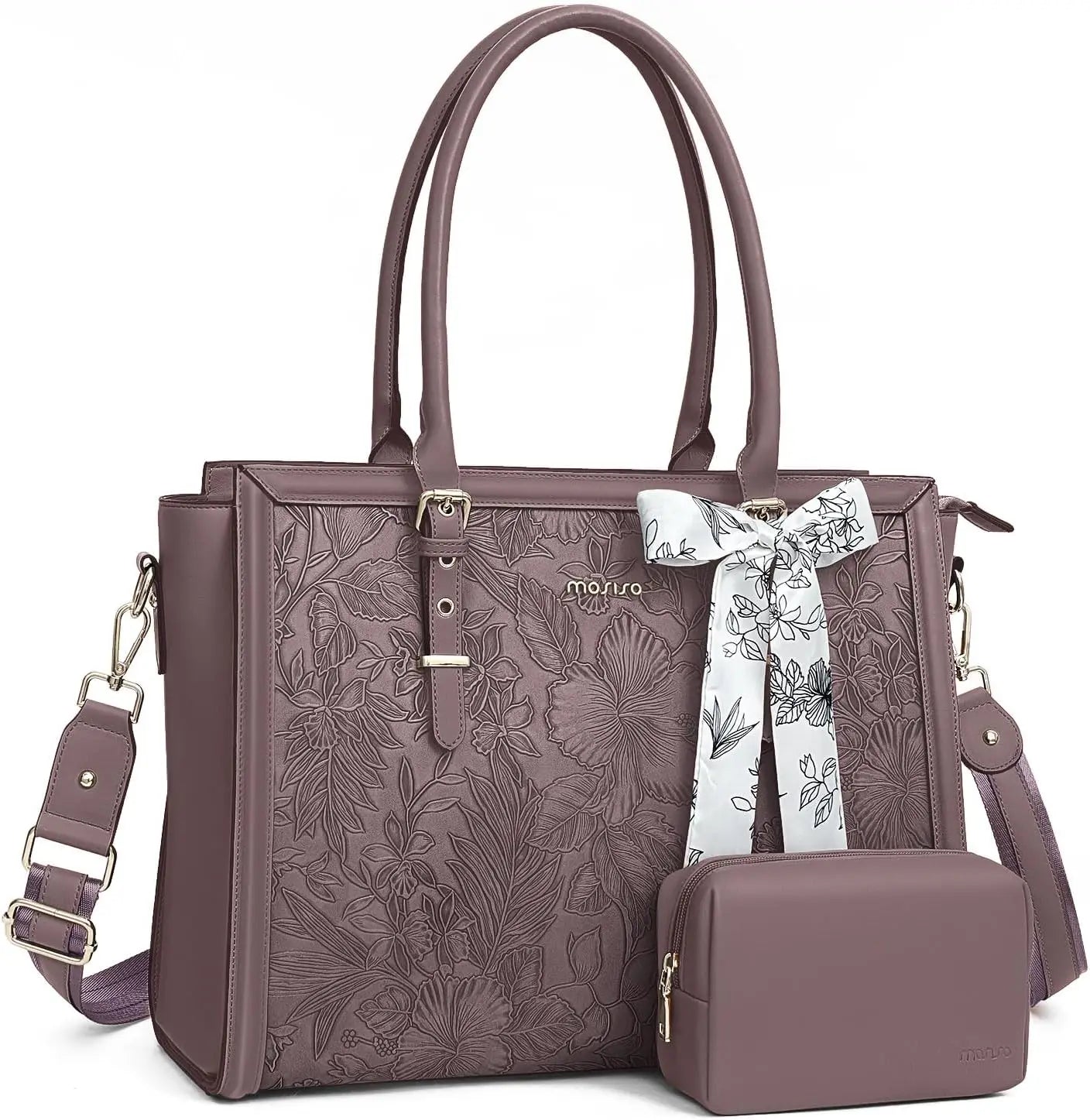 Elegant Floral Laptop Tote Bag
