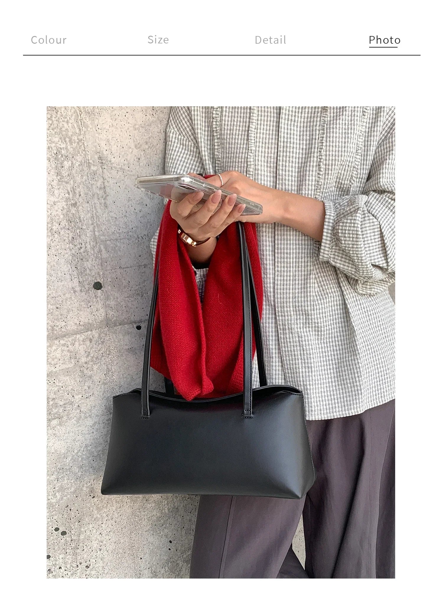 Faux leather bag with rectangular design