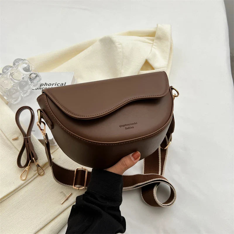 Faux Leather Saddle Crossbody Bag – Vintage Underarm Purse
