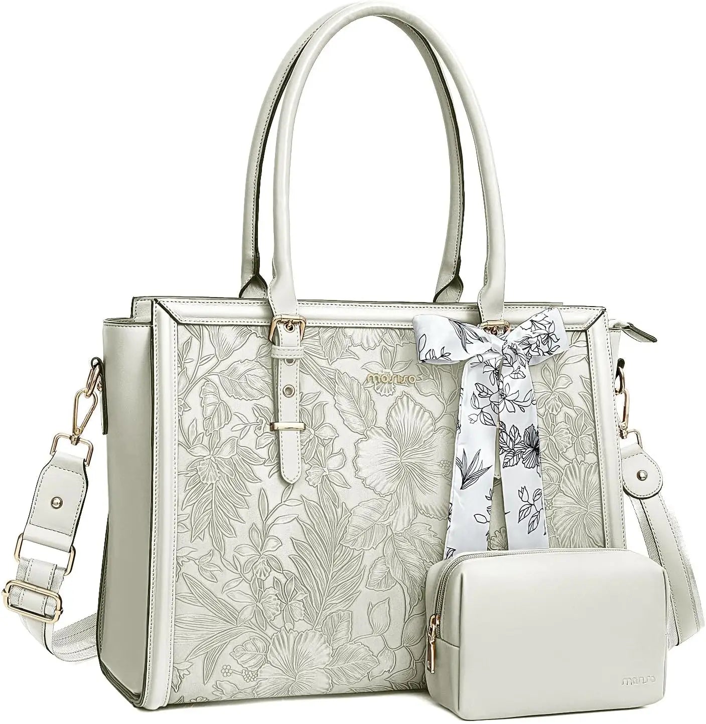 Elegant Floral Laptop Tote Bag