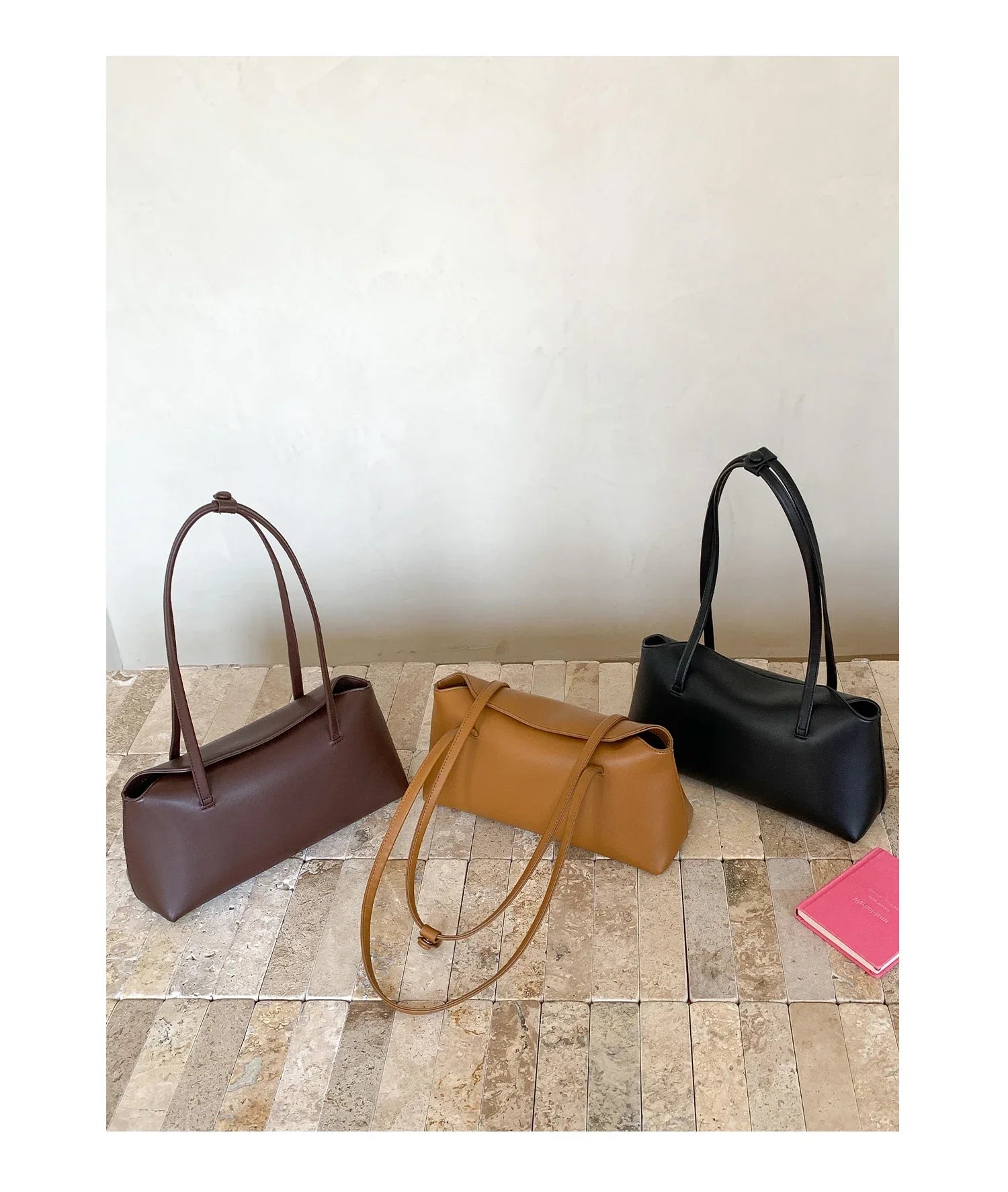 Faux leather bag with rectangular design