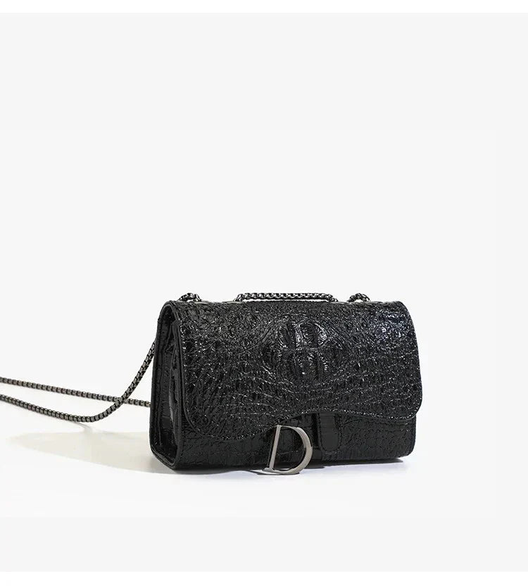 Glitter faux leather bag with D design
