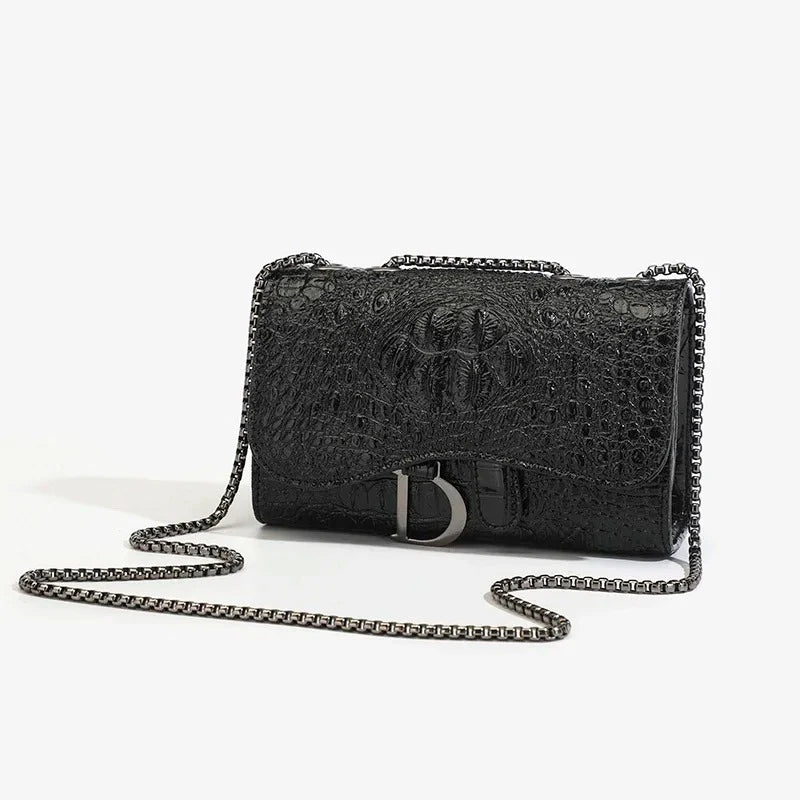Glitter faux leather bag with D design