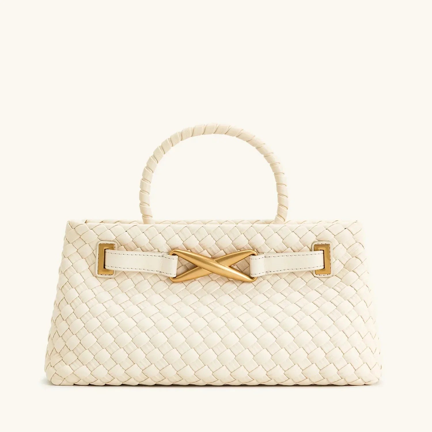 Rough faux leather bag with buckle decoration