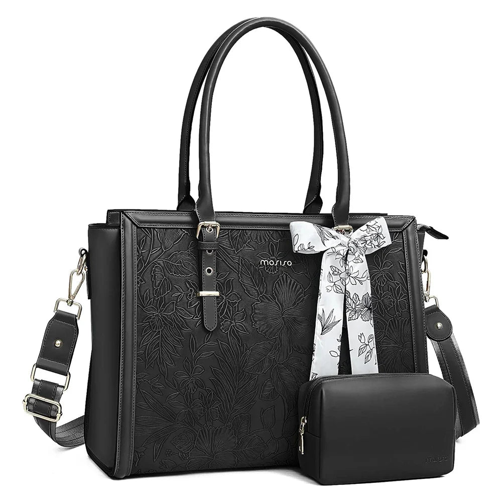 Elegant Floral Laptop Tote Bag