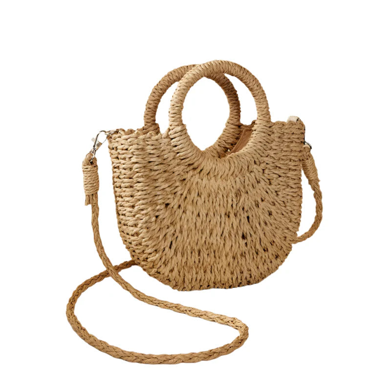 Handwoven Straw Bag – Summer Rattan Beach Shoulder & Crossbody