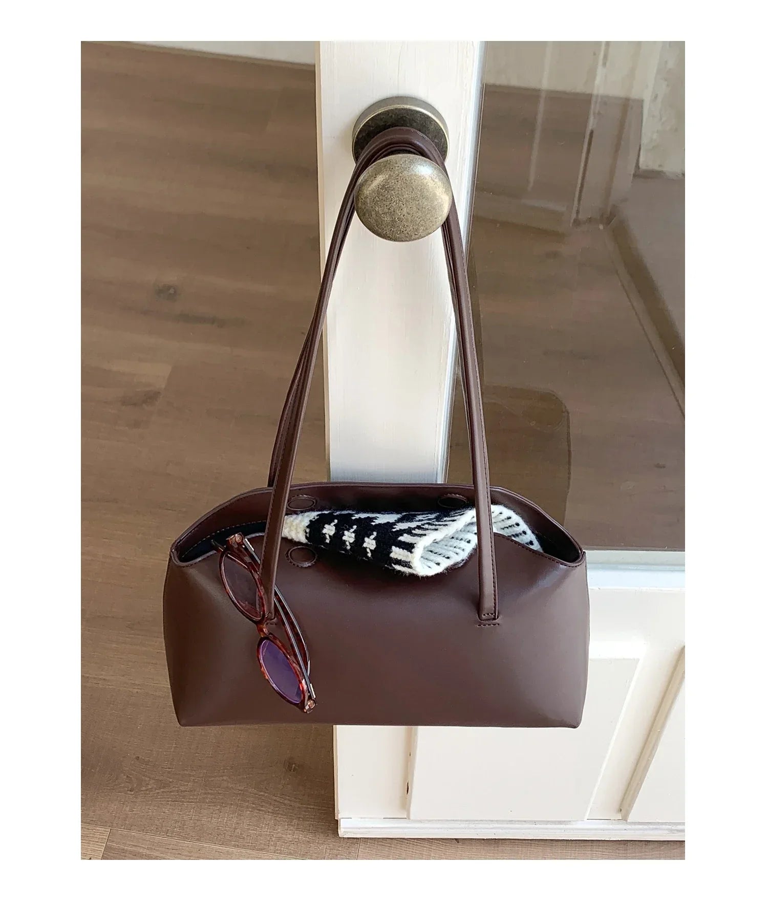 Faux leather bag with rectangular design
