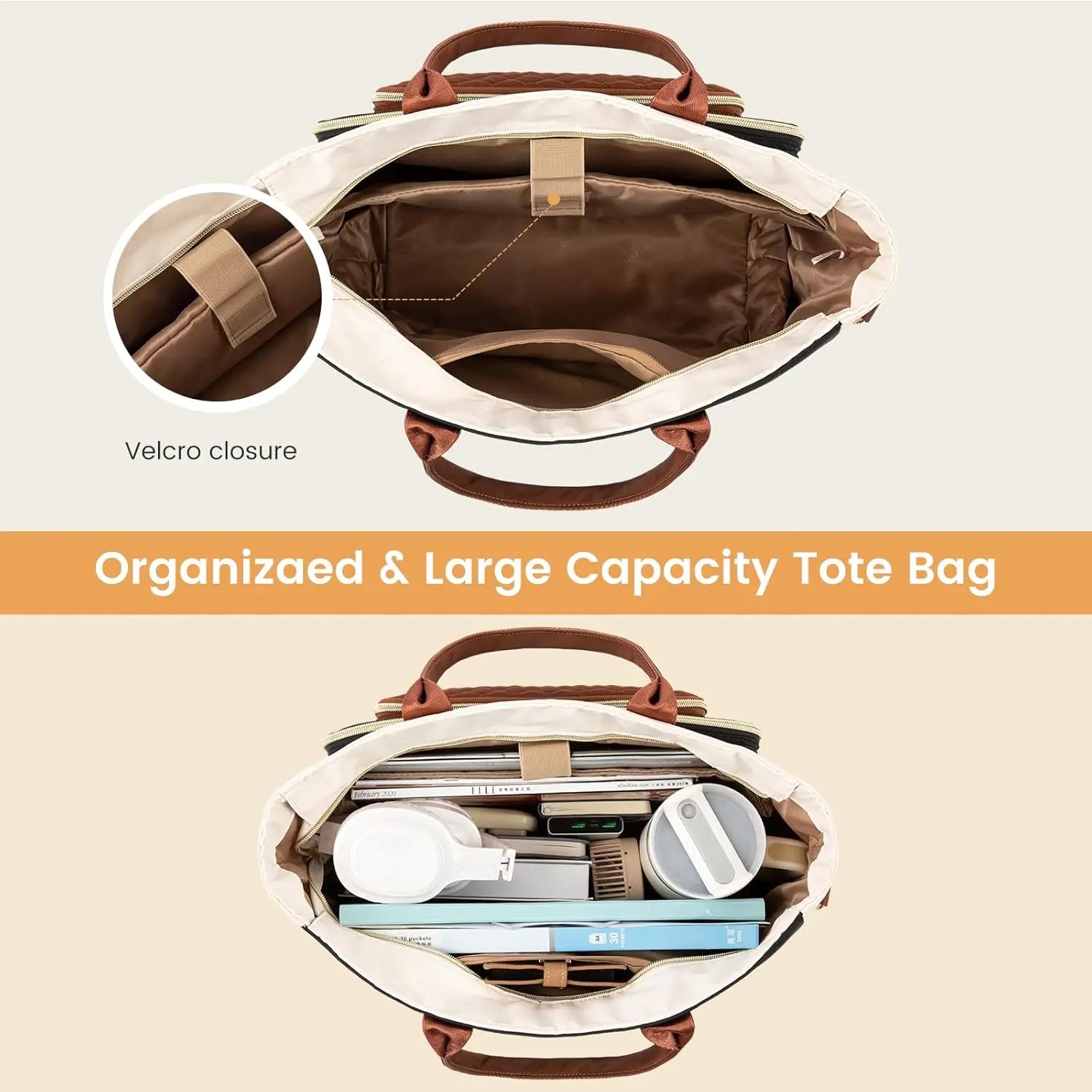 Insulated Lunch Bag for Women with Laptop Sleeve, Large Work Tote