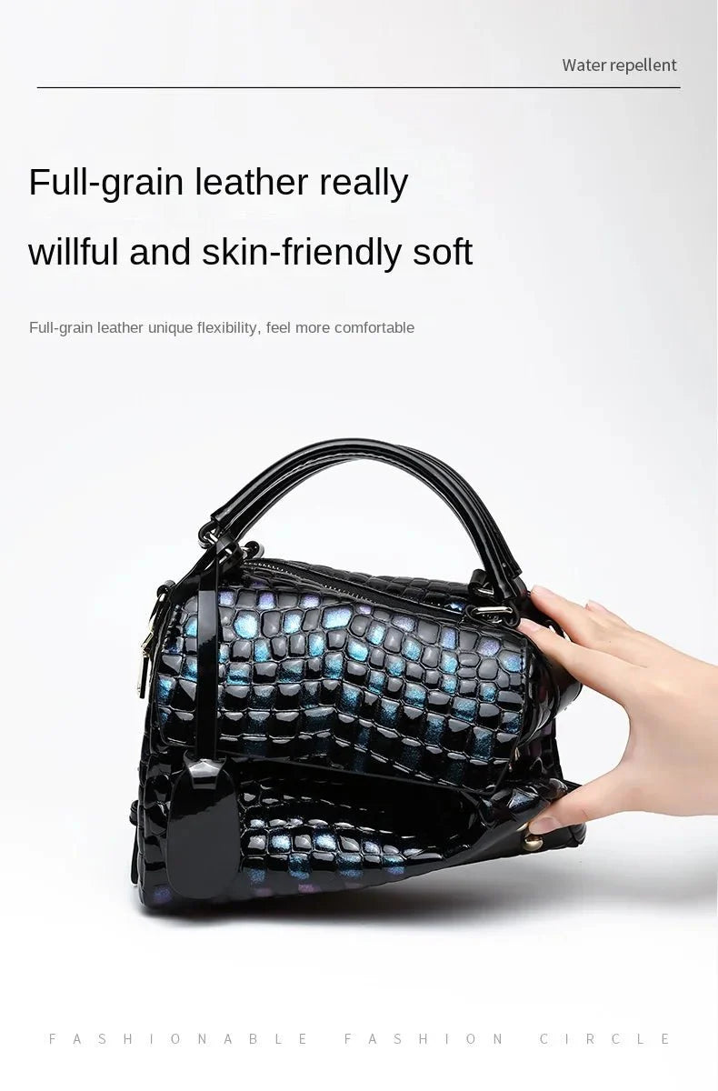 Timeless Sophistication: Genuine Leather Women's Square Crossbody Messenger Bag