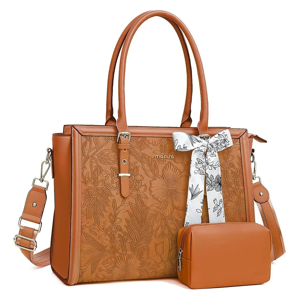Elegant Floral Laptop Tote Bag