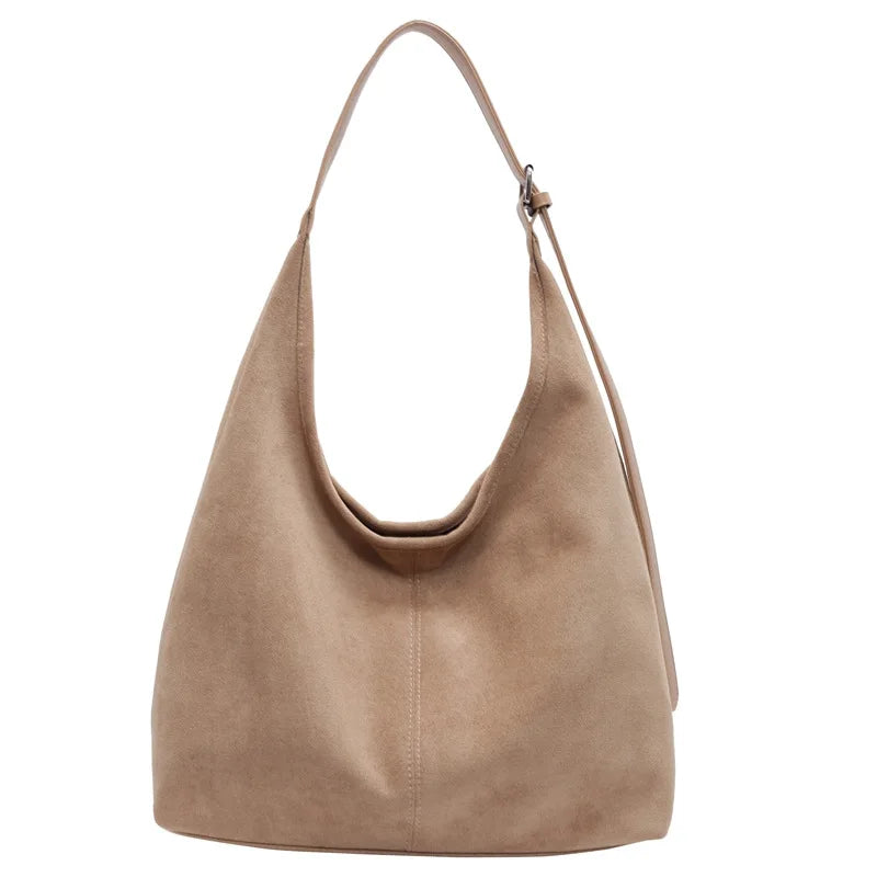 Suede bag with retro design
