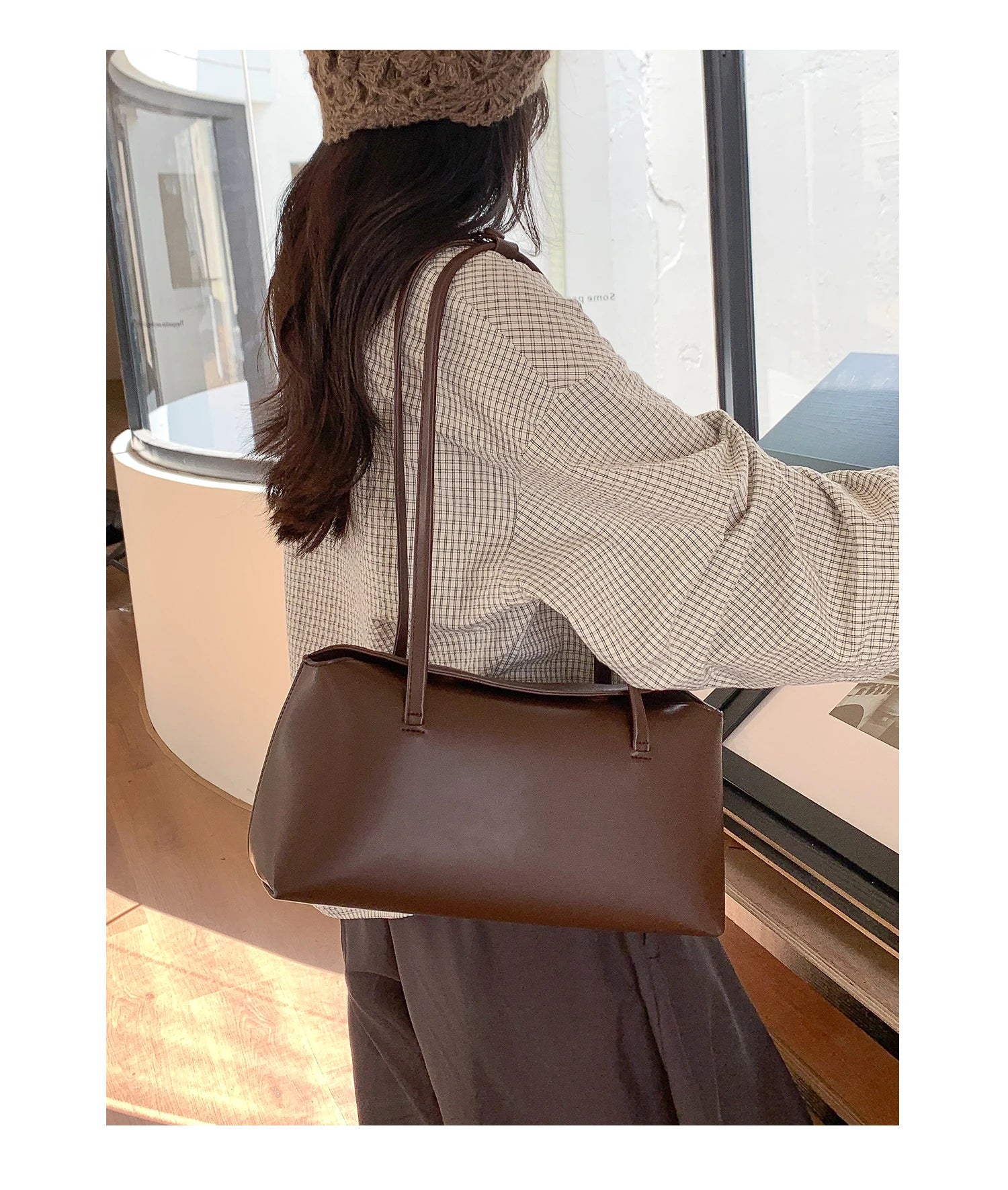 Faux leather bag with rectangular design