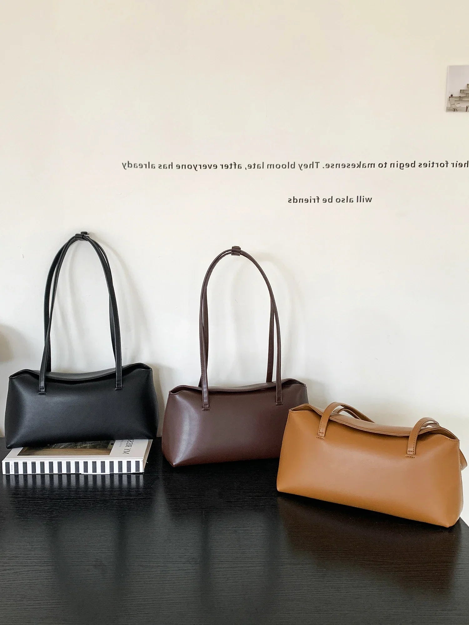 Faux leather bag with rectangular design