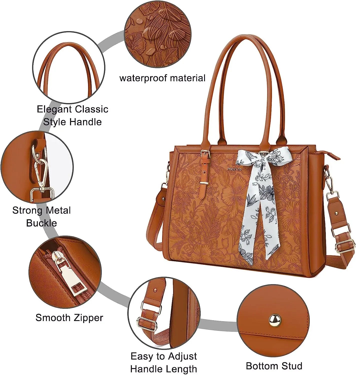 Elegant Floral Laptop Tote Bag