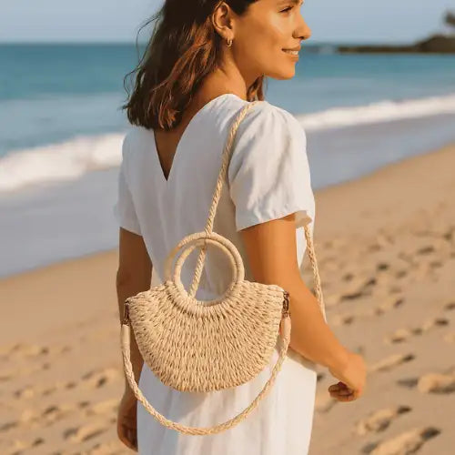 Handwoven Straw Bag – Summer Rattan Beach Shoulder & Crossbody