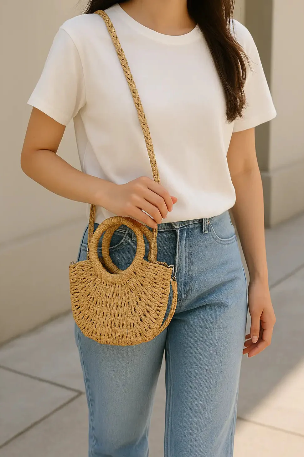 Handwoven Straw Bag – Summer Rattan Beach Shoulder & Crossbody