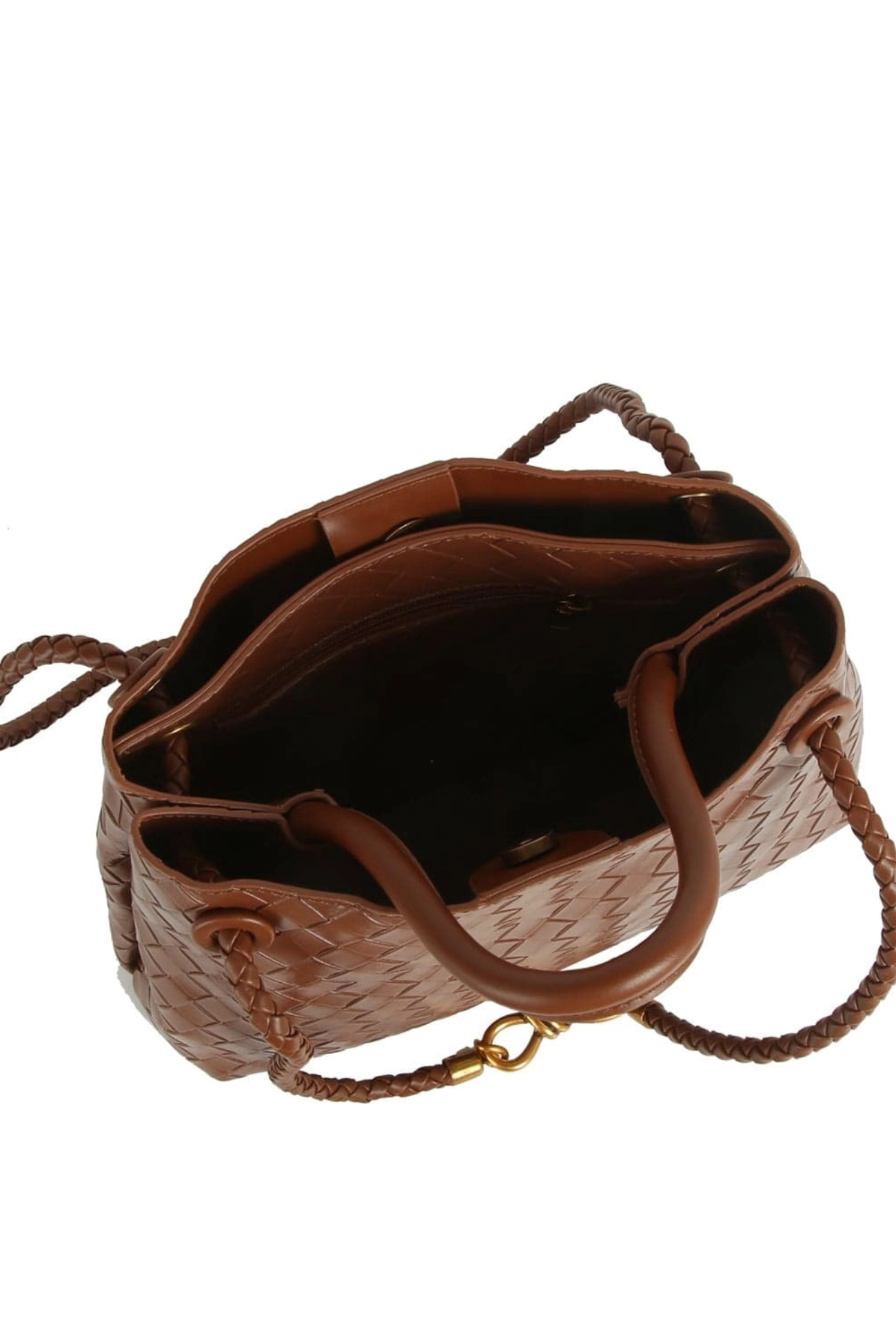 The Evie Woven Luxe Satchel & Crossbody – Brown